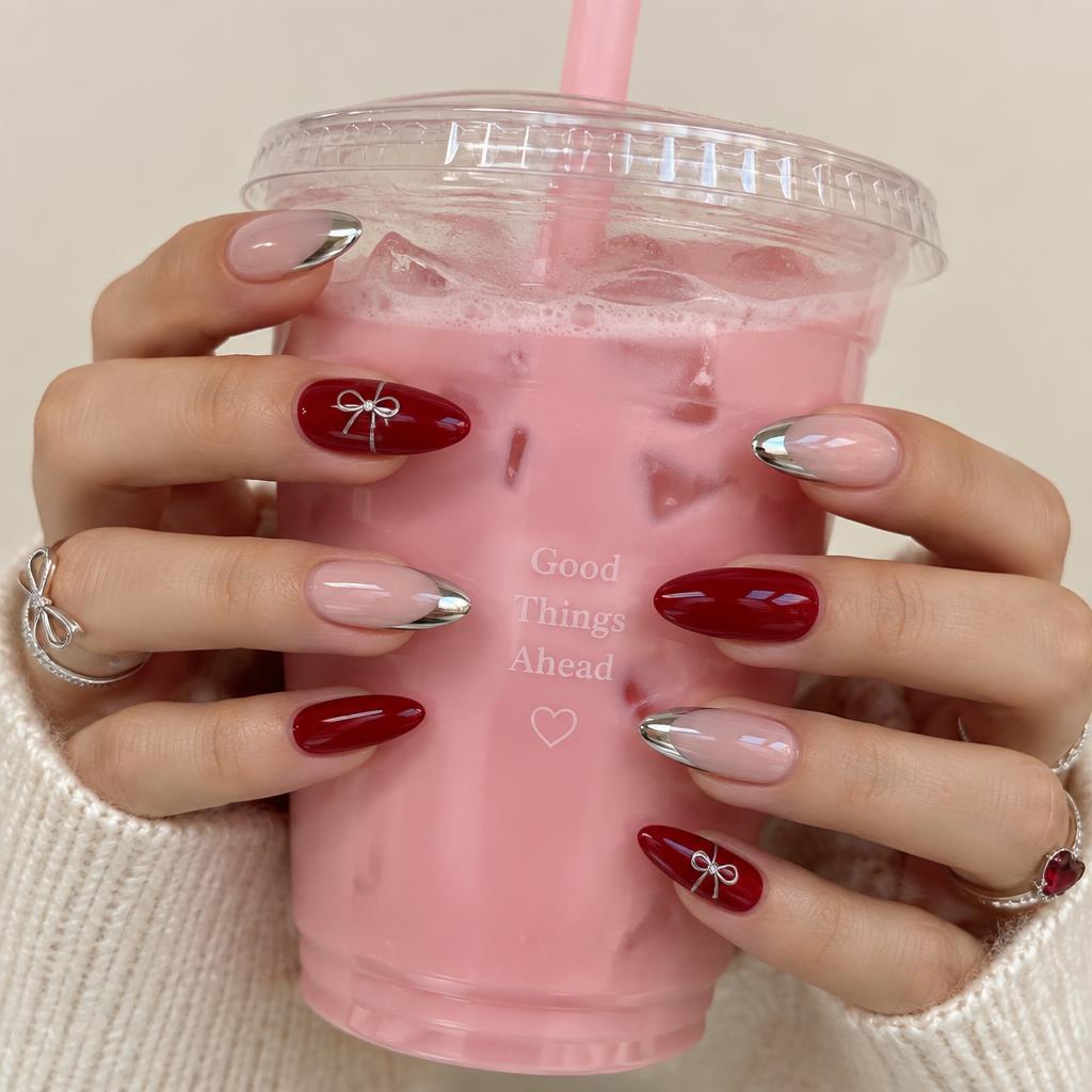 Freshly painted glossy gel manicure